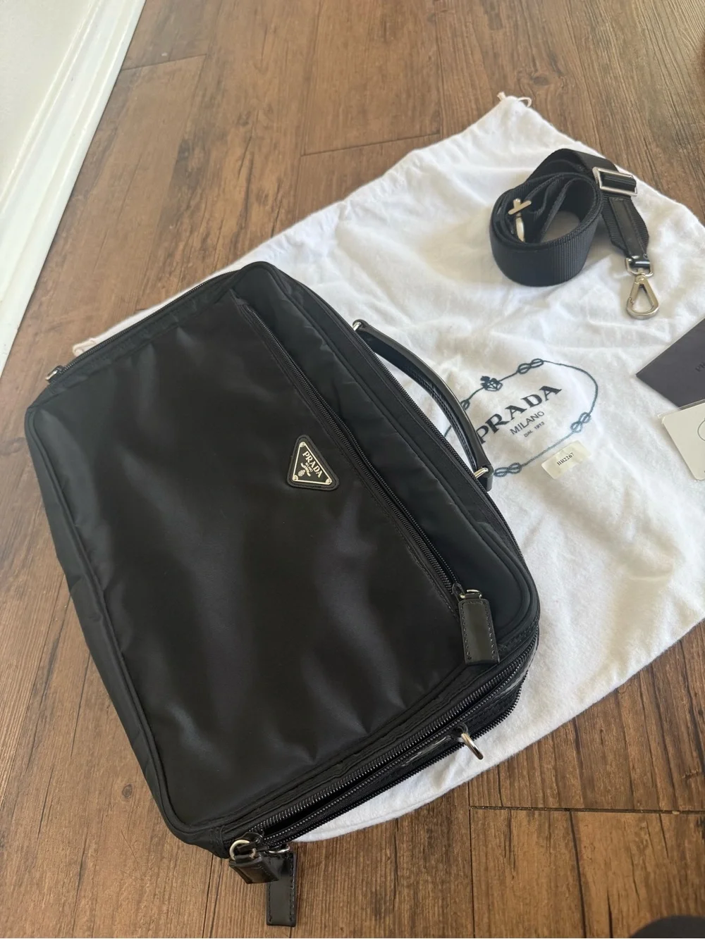 Prada Business Bag in Black Nylon Canvas